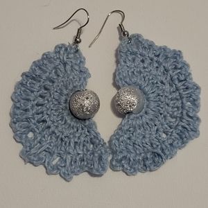 Handmade Baby blue Fan Earrings